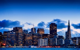 City at dusk, skyscrapers, San Francisco, California, USA HD wallpaper