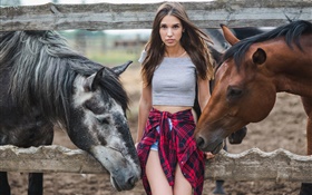 Girl and two horses