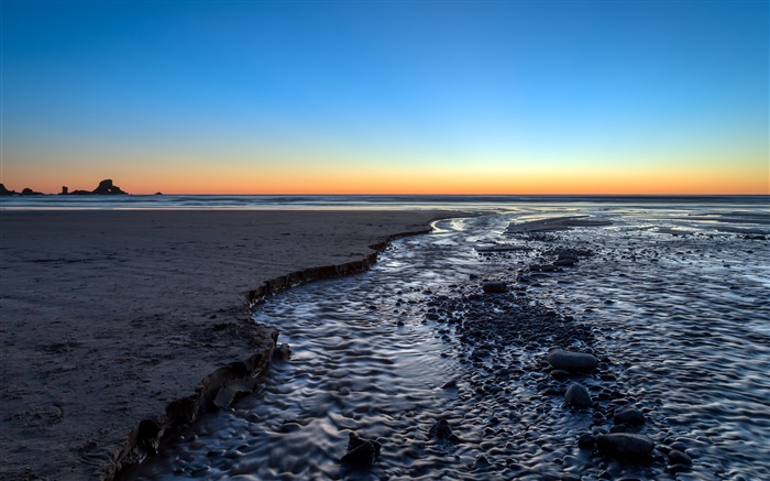 Indian Beach, dusk, sea, Oregon, USA Wallpapers Pictures Photos Images