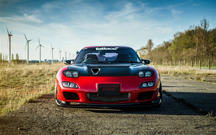 Mazda RX-7 red car front view Wallpapers Pictures Photos Images