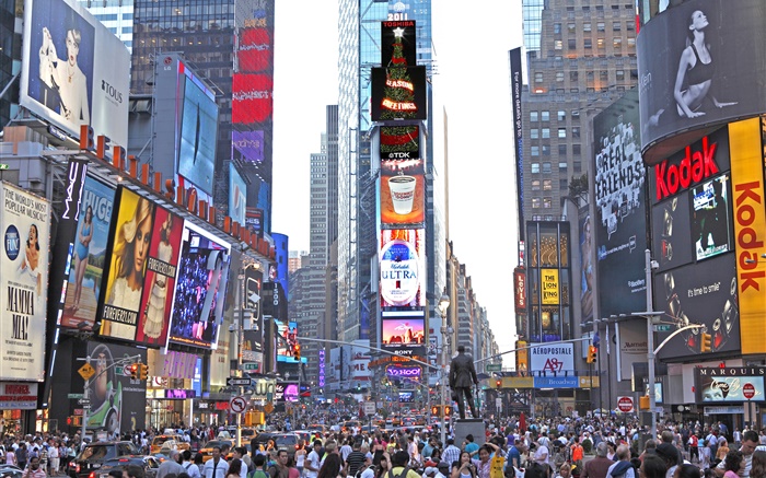 New York, Times Square, skyscrapers, street, people, USA Wallpapers Pictures Photos Images