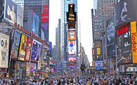 New York, Times Square, skyscrapers, street, people, USA HD wallpaper