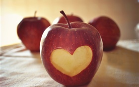 Red apple, love heart