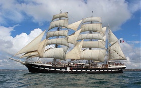 Sailboat, ship, sea, France HD wallpaper