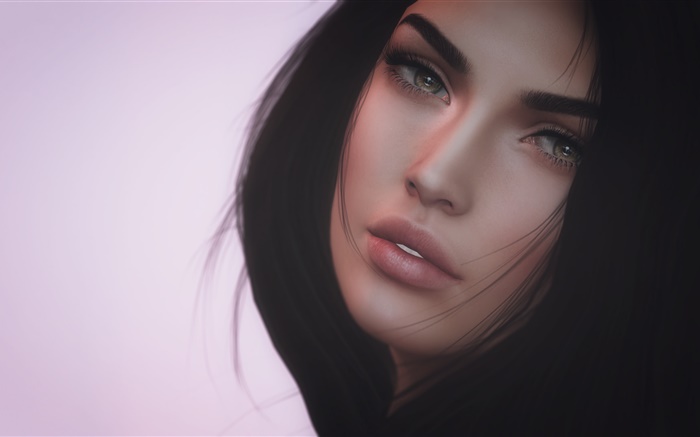 Black hair fantasy girl, face, look Wallpapers Pictures Photos Images