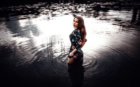 Girl in the pond water HD wallpaper