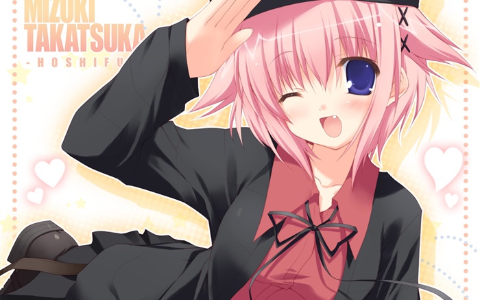 Pink hair anime girl, smile Wallpapers Pictures Photos Images