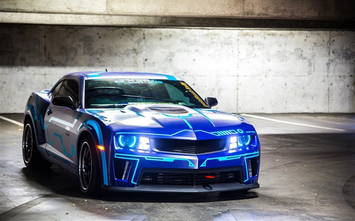 Chevrolet Camaro blue car front view Wallpapers Pictures Photos Images