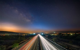 City, night, roads, lights