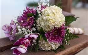 Bouquet flowers, hydrangea and dahlia HD wallpaper