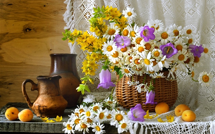 Room decoration, wildflowers, chamomile, apricots Wallpapers Pictures Photos Images