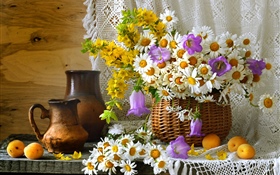 Room decoration, wildflowers, chamomile, apricots HD wallpaper