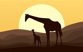 Vector, silhouette, giraffe HD wallpaper