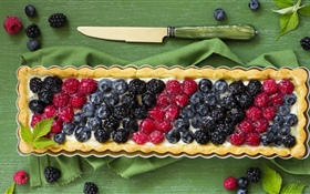 Berries, cake, pie, knife HD wallpaper