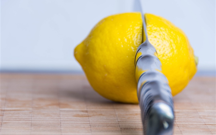 Fruit, lemon, knife Wallpapers Pictures Photos Images