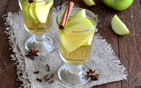 Glass cup, wine, apple slice HD wallpaper