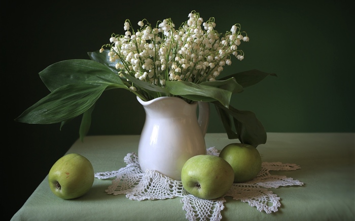 Lilies of the valley, green apples Wallpapers Pictures Photos Images