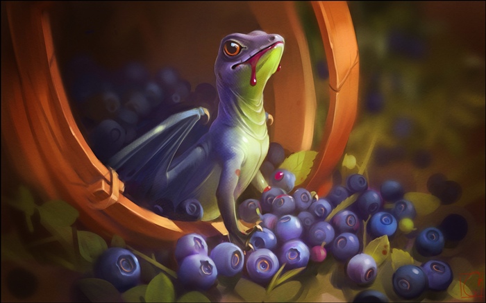 Dragon, wings, blood, blueberry, art picture Wallpapers Pictures Photos Images