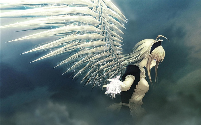 Anime girl, angel, wings, shine Wallpapers Pictures Photos Images