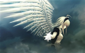 Anime girl, angel, wings, shine HD wallpaper