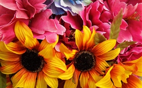 Artificial flowers, sunflowers HD wallpaper