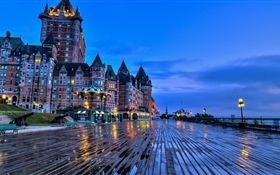 City night, hotel, castle, lights, river HD wallpaper
