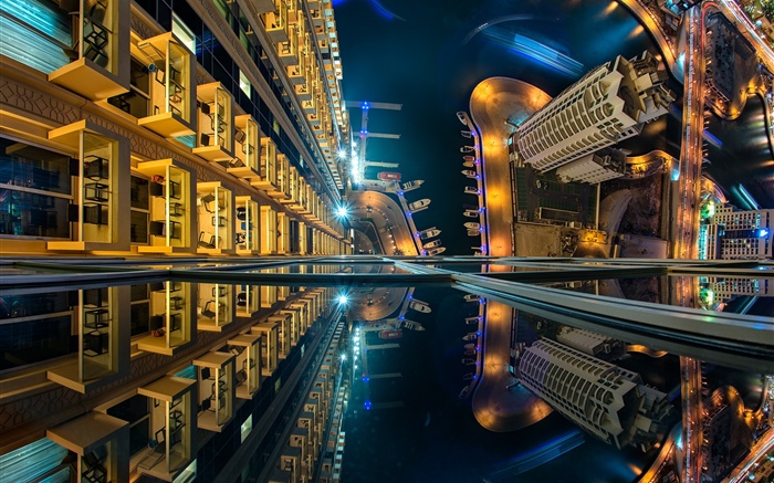 Dubai, Urban, skyscrapers, lights, from top view Wallpapers Pictures Photos Images