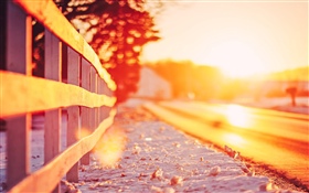 Fence, sunset, glare