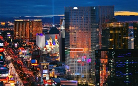 Las Vegas, USA, city night, skyscrapers