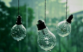 Some light bulbs, water droplets HD wallpaper