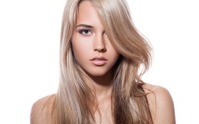 Blonde girl, hairstyle, face HD wallpaper