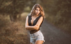 Girl, look, shorts HD wallpaper