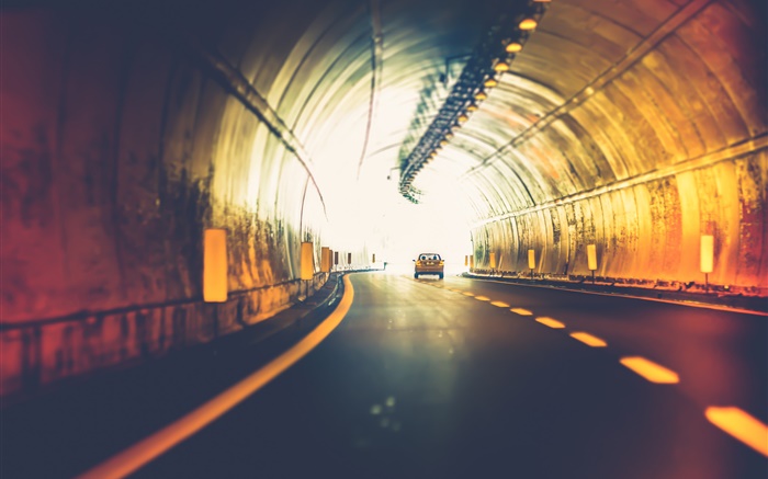 Tunnel, car, light, road Wallpapers Pictures Photos Images